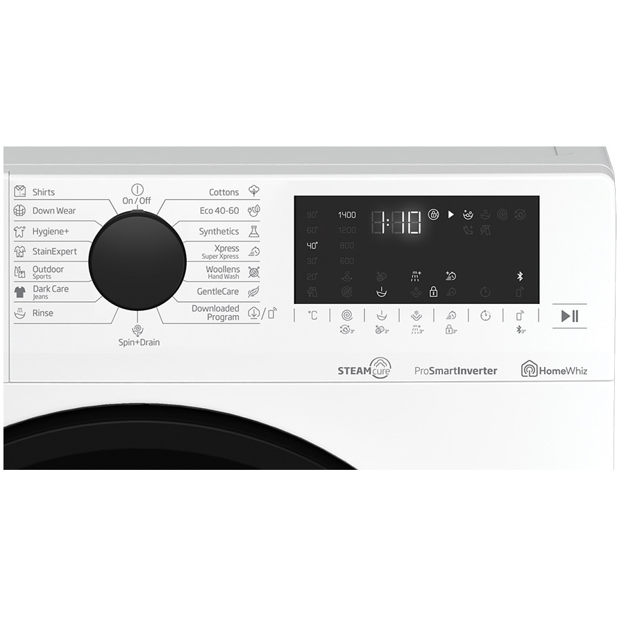 Masina de spalat rufe Beko WUE7726XWST, 7 kg, 1400 rpm, Clasa B, Motor ProSmart Inverter, HomeWhiz Bluetooth, SteamCure, Remote Control, AddXtra, Aquawave, Silent Tech, Alb