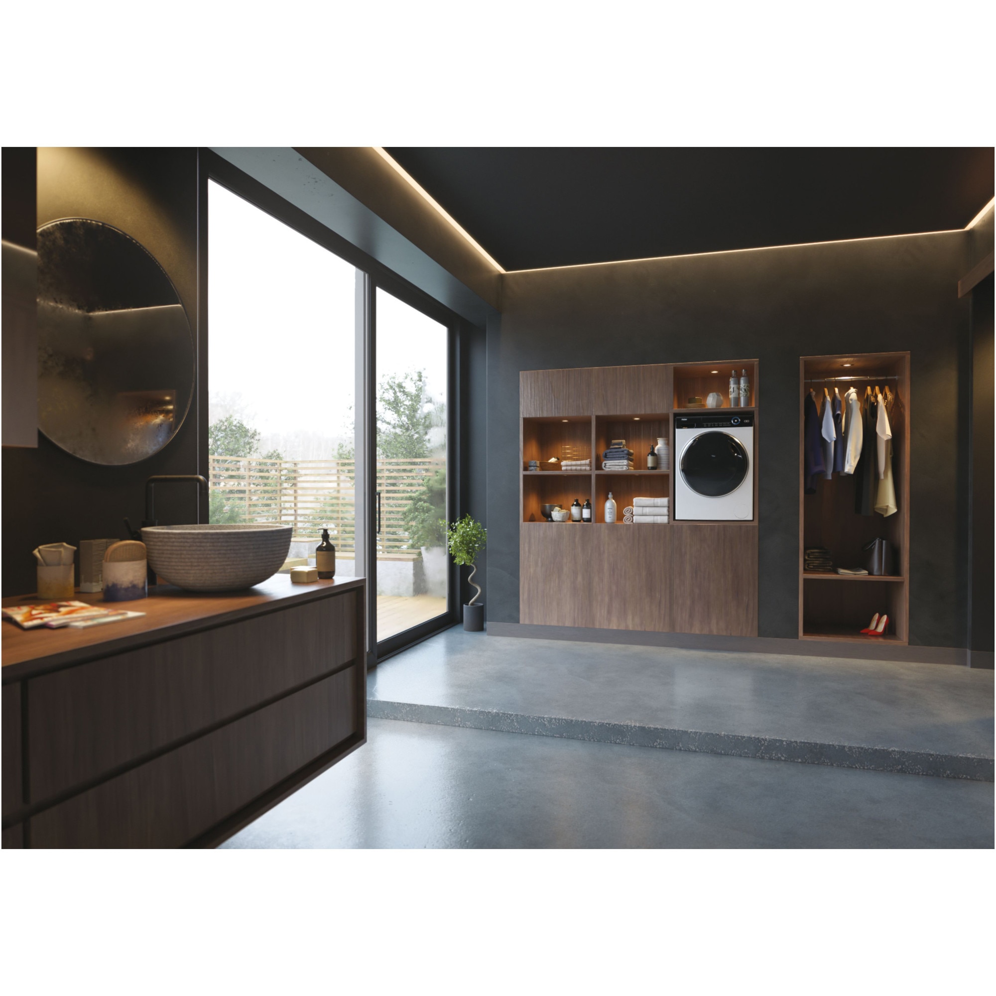 Masina de spalat rufe cu uscator Slim Haier HWD80-B14979-S, 8 kg spalare, 5 kg uscare, 1400 rpm, Clasa A, Motor Direct Motion, iRefresh, ABT, Dual Spray, Pillow Drum, Smart Detecting, Alb