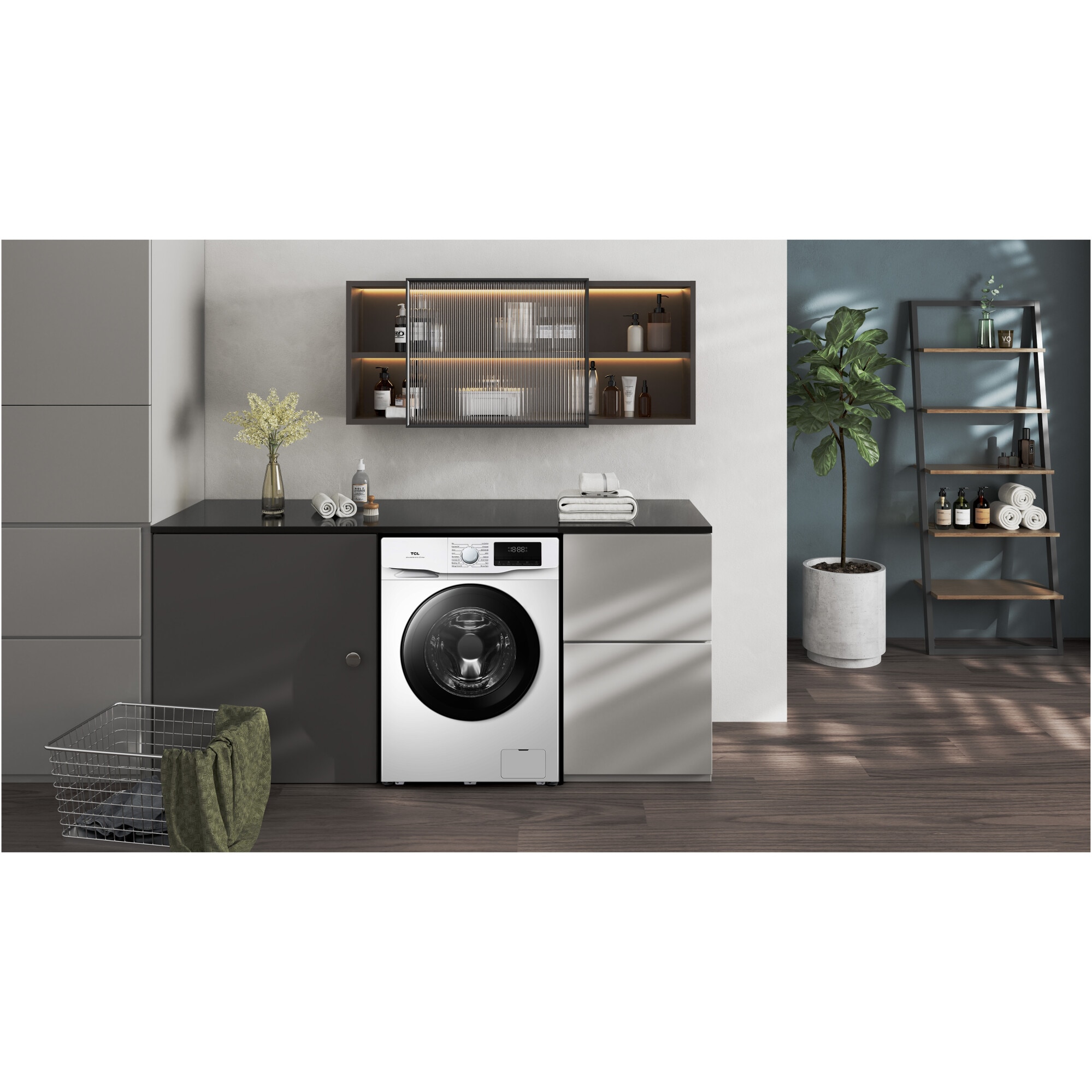Masina de spalat rufe TCL FF0814WA1, 8 kg, 1400 RPM, Clasa A, Motor Inverter, Steam Wash, Drum Clean, 24 Hour Delay, Honeycomb Drum, Quick Wash 18 min, Add Garment, 16 Programe, Alb