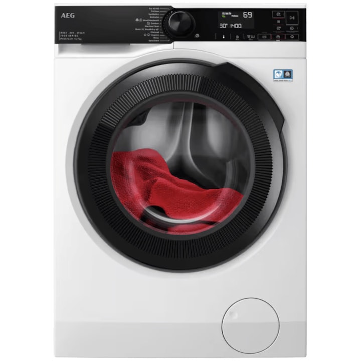Masina de spalat rufe cu uscator AEG Ecoline LWR73044BE, Spalare 11 kg, Uscare 7 kg, 1400 rpm, Clasa D, Motor Inverter cu MagnetPermanent, ProSense, ProSteam, Finnish-In, Time Save, Alb
