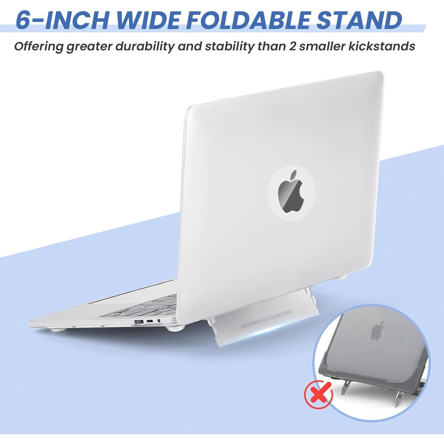 EXCITAT® Husa rigida mata compatibila cu MacBook Air 13.6" (A2681 / A3113 / A3240) – Carcasa semi-transparenta cu suport ascuns, pentru M2 / M3 2022–2024