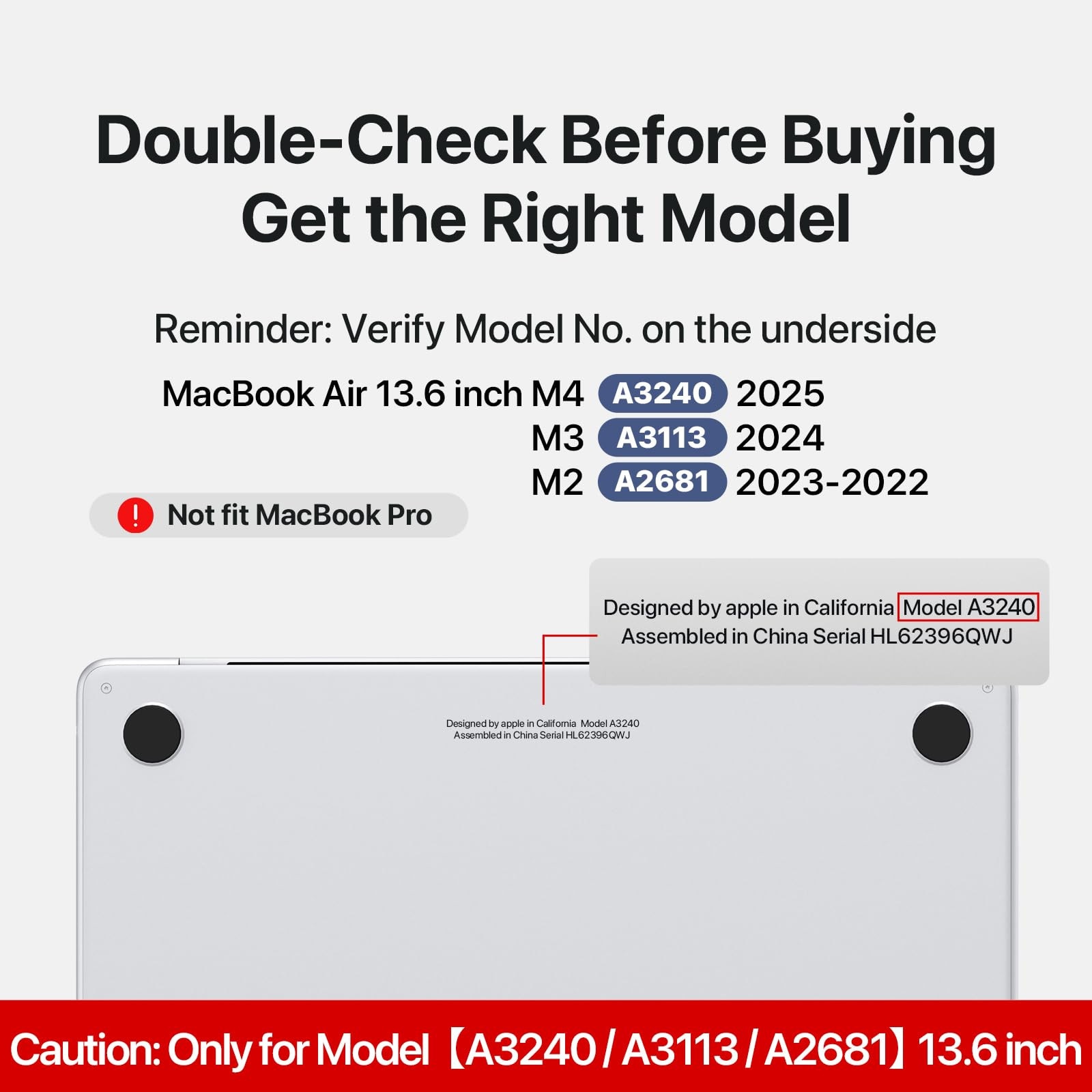 EXCITAT® Husa rigida mata compatibila cu MacBook Air 13.6" (A2681 / A3113 / A3240) – Carcasa semi-transparenta cu suport ascuns, pentru M2 / M3 2022–2024
