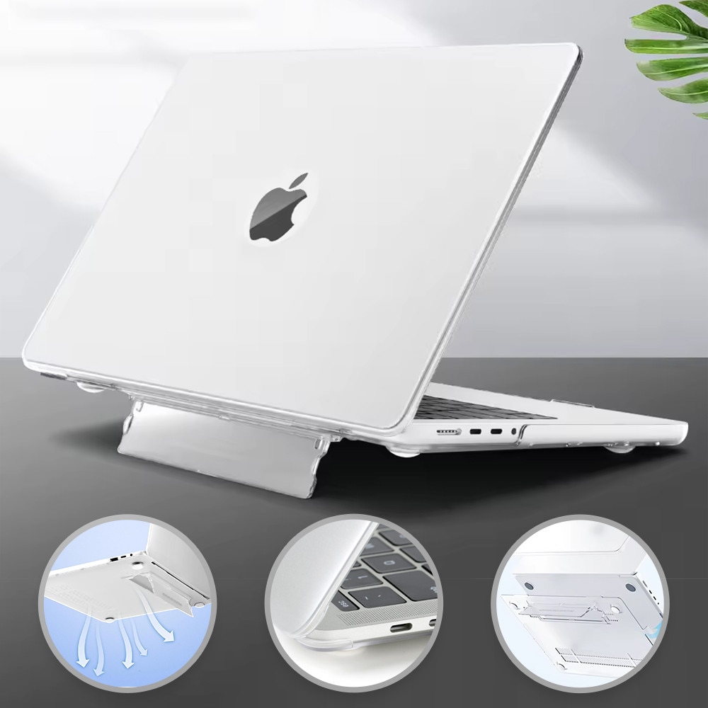EXCITAT® Husa rigida mata compatibila cu MacBook Air 13.6" (A2681 / A3113 / A3240) – Carcasa semi-transparenta cu suport ascuns, pentru M2 / M3 2022–2024