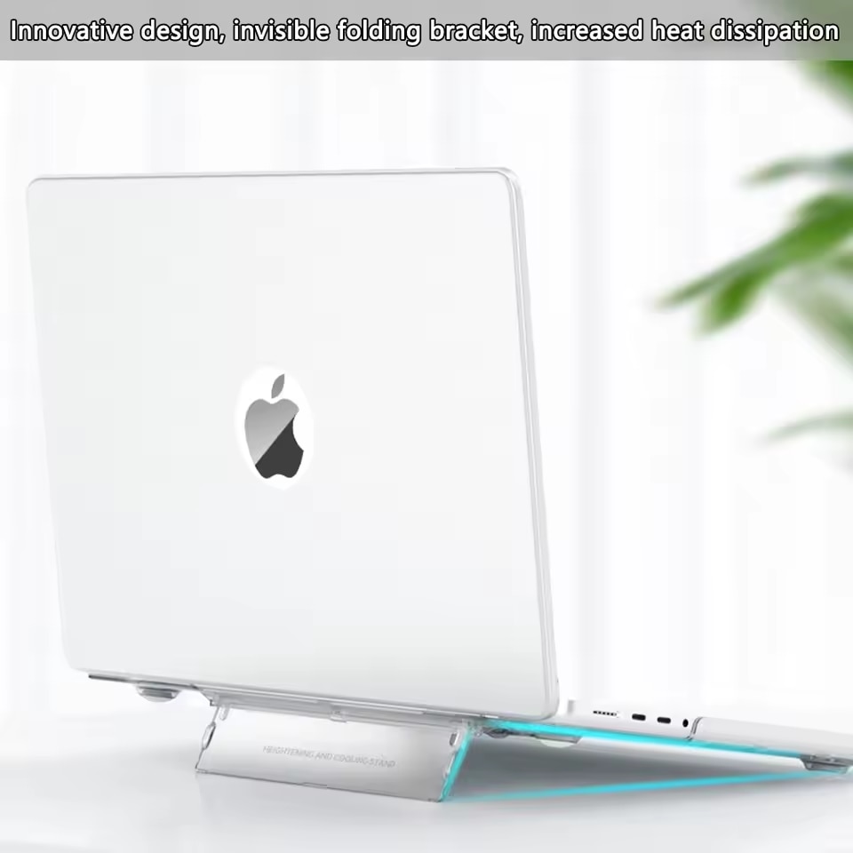 EXCITAT® Husa rigida mata compatibila cu MacBook Air 13.6" (A2681 / A3113 / A3240) – Carcasa semi-transparenta cu suport ascuns, pentru M2 / M3 2022–2024