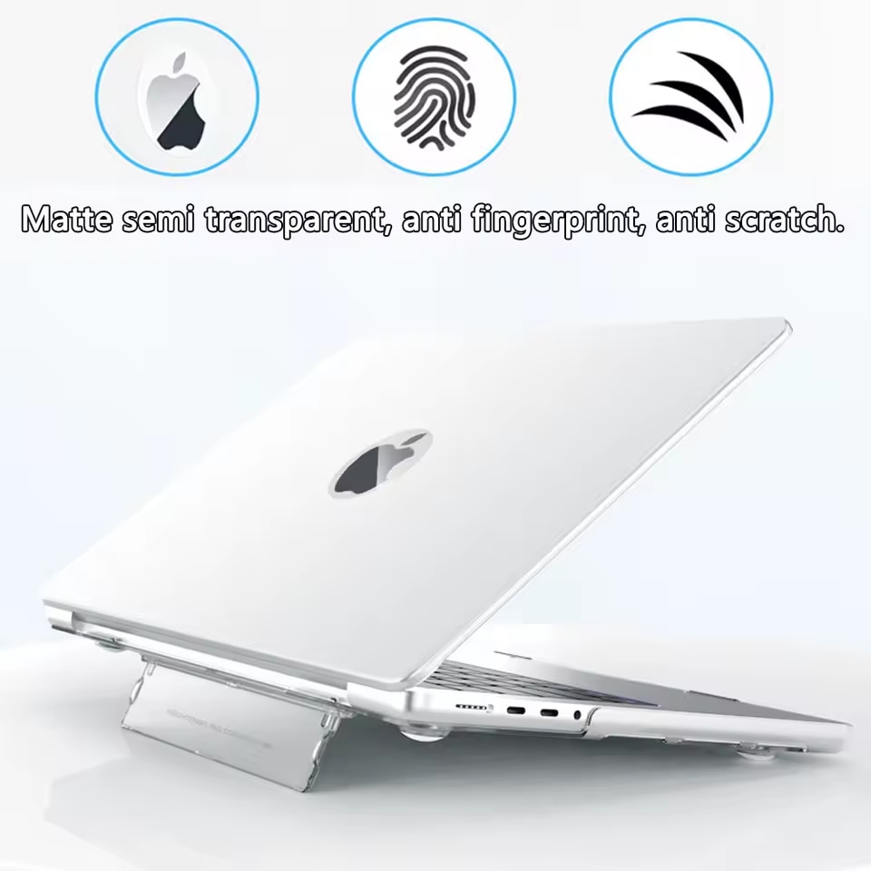 EXCITAT® Husa rigida mata compatibila cu MacBook Air 13.6" (A2681 / A3113 / A3240) – Carcasa semi-transparenta cu suport ascuns, pentru M2 / M3 2022–2024