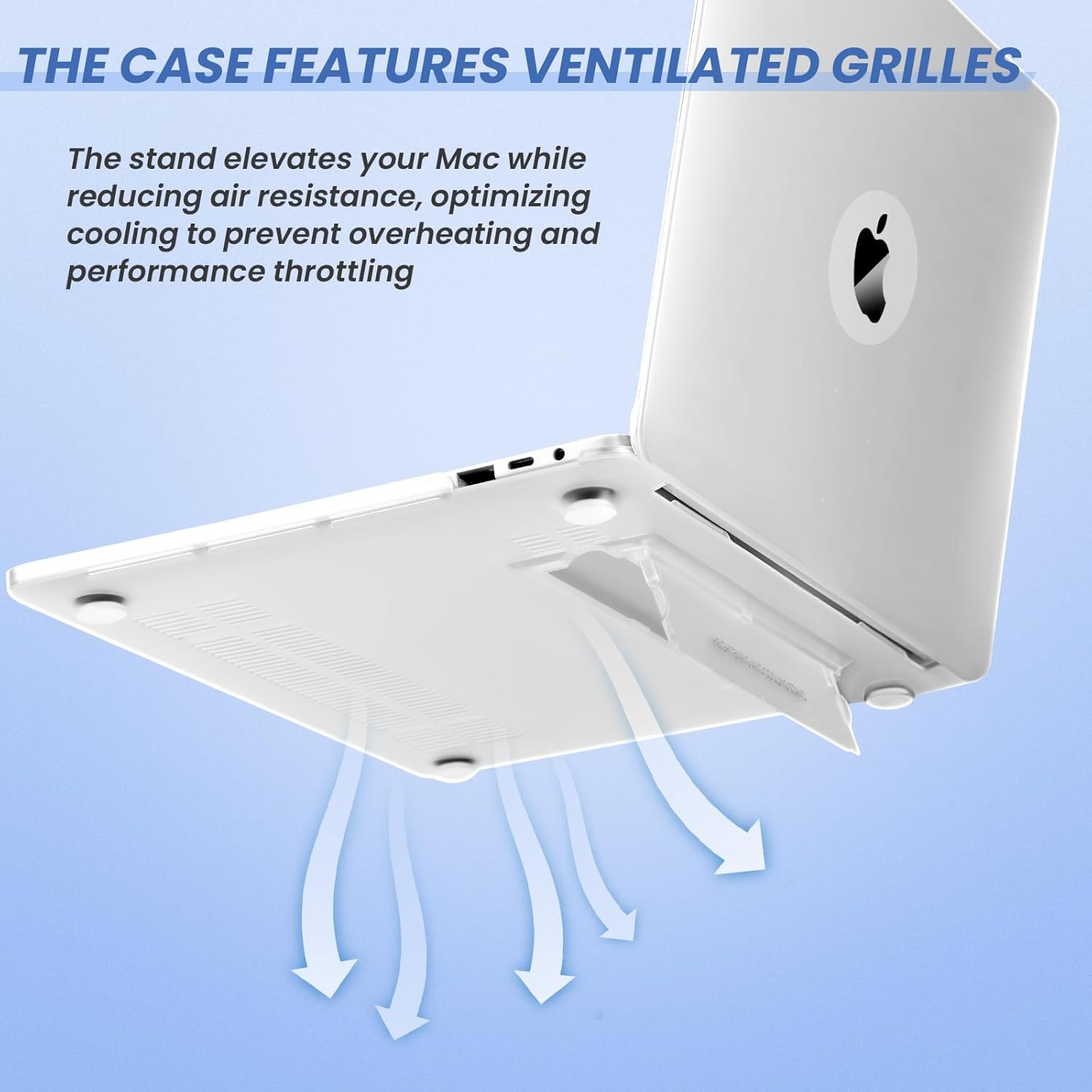 EXCITAT® Husa rigida mata compatibila cu MacBook Air 13.6" (A2681 / A3113 / A3240) – Carcasa semi-transparenta cu suport ascuns, pentru M2 / M3 2022–2024
