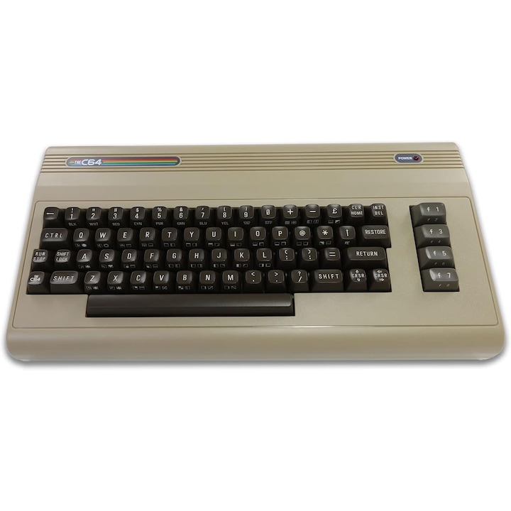 Consolă de jocuri de birou, Commodore C64 Maxi, HD 720p, 64 de jocuri încorporate, Retro, Gri
