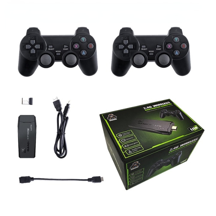 Consola de jocuri, STELS, Arcade Game Box, Dual Core, 64GB, 2 joystick-uri, 10000 de jocuri, Negru