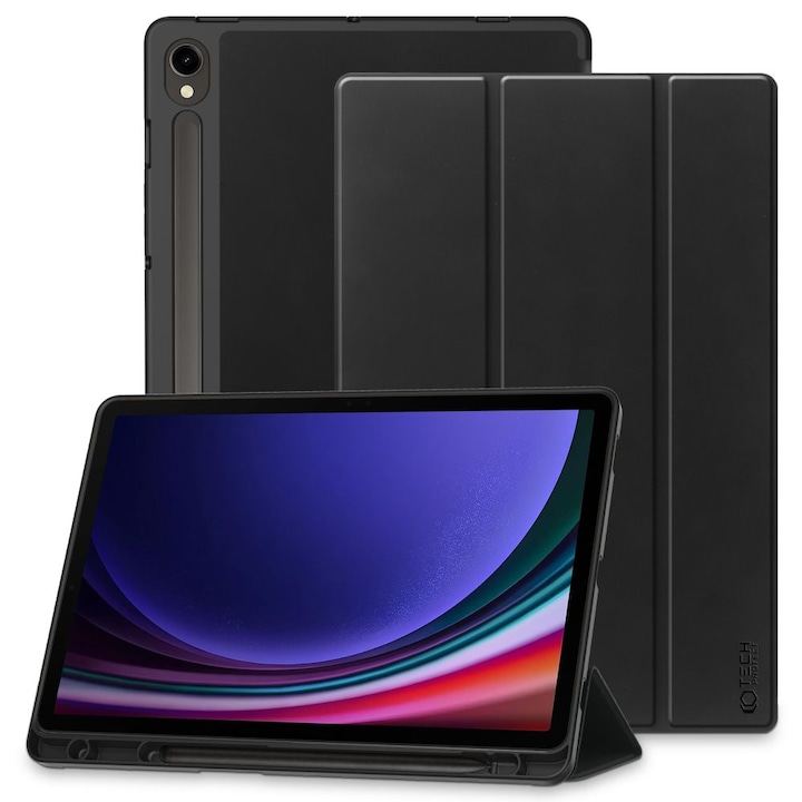 Tablete Samsung Galaxy Tab S10 Lite 10,9 inch (SM-X400, SM-X406) - husă inteligentă neagră cu suport pentru creion