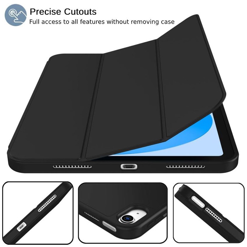 Husa tip Carte cu Suport Pix pentru Apple iPad Mini 6/7, Protectie completa, Pliabila, Negru