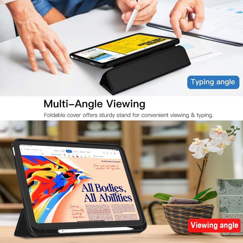 Husa tip Carte cu Suport Pix pentru Apple iPad Mini 6/7, Protectie completa, Pliabila, Negru