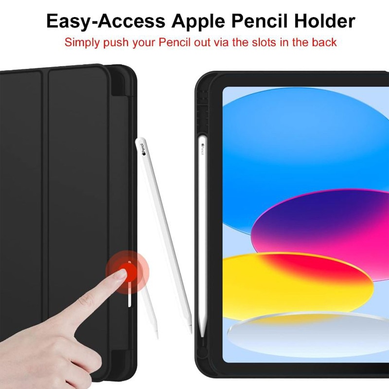 Husa tip Carte cu Suport Pix pentru Apple iPad Mini 6/7, Protectie completa, Pliabila, Negru