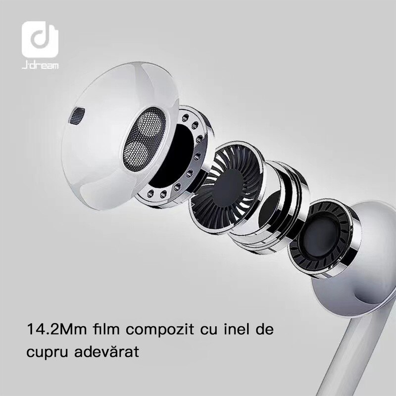Casti cu fir, Jack 3.5 mm, Alb