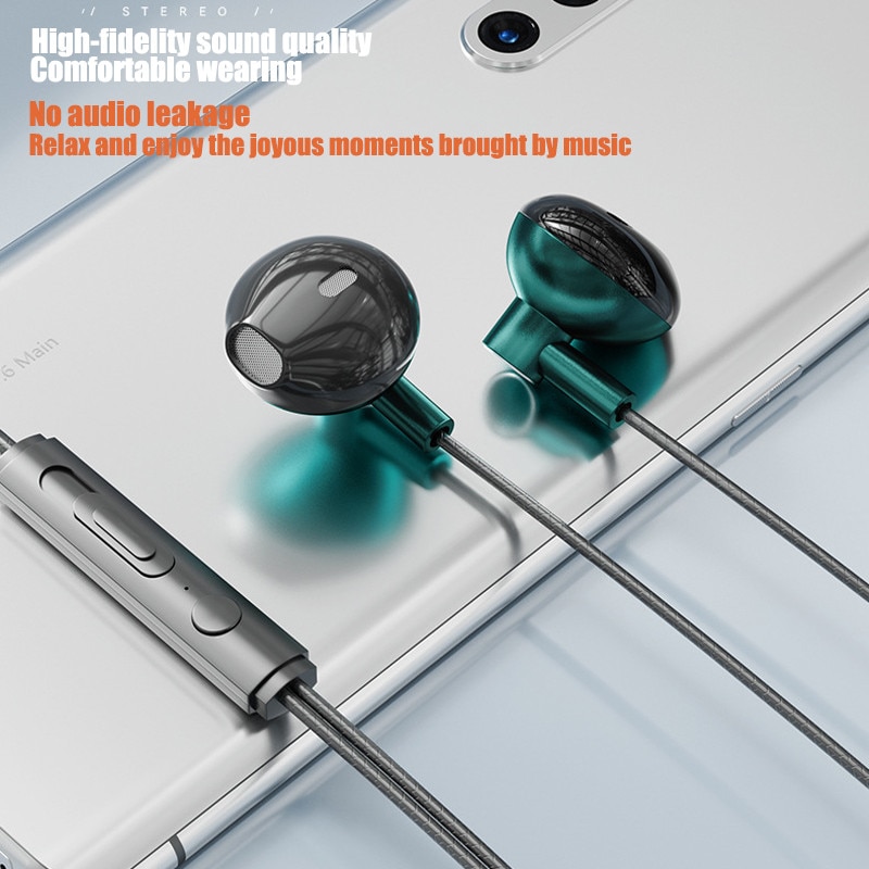 Casti cu fir, in-ear, tip C, rosii, design confortabil, sunet de inalta fidelitate