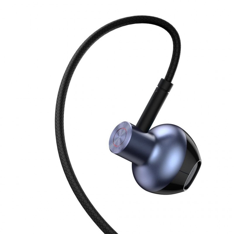 Casti cu fir, Baseus, cu mufa Jack 3.5 mm, Encok H19, Negru/Albastru