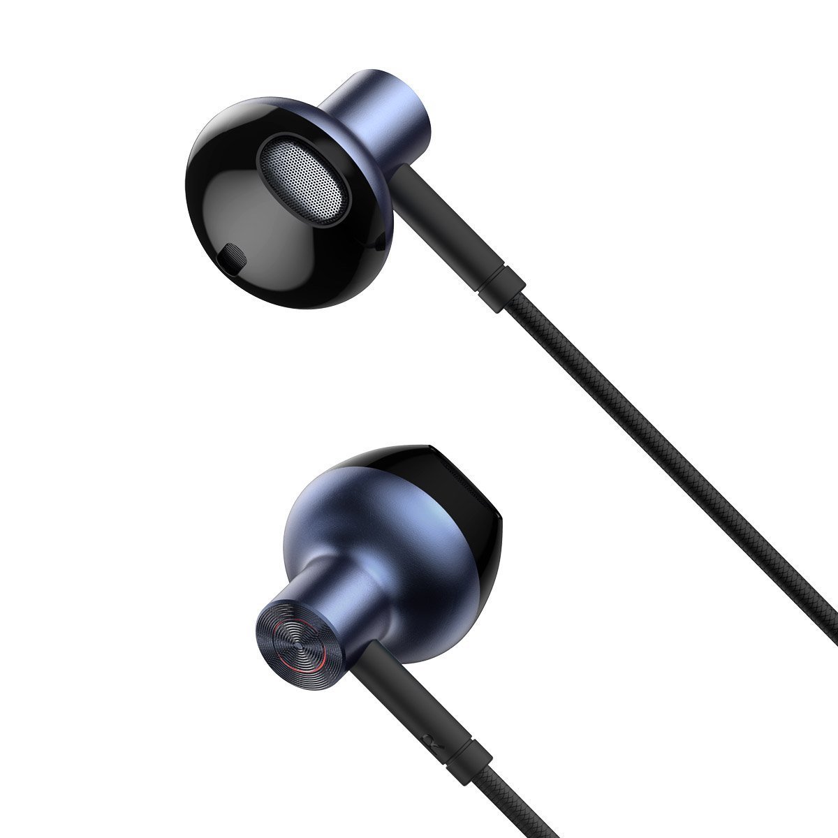 Casti cu fir, Baseus, cu mufa Jack 3.5 mm, Encok H19, Negru/Albastru