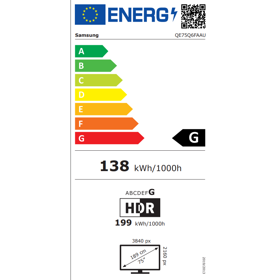 Televizor SAMSUNG QLED 75Q6F, 189 cm, Smart, 4K Ultra HD, Clasa G (Model 2025)