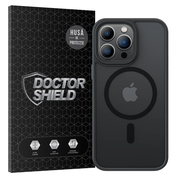 Husa de Protectie, Compatibila Apple iPhone 13 Pro, Doctor Shield Fantom, MagSafe - Negru