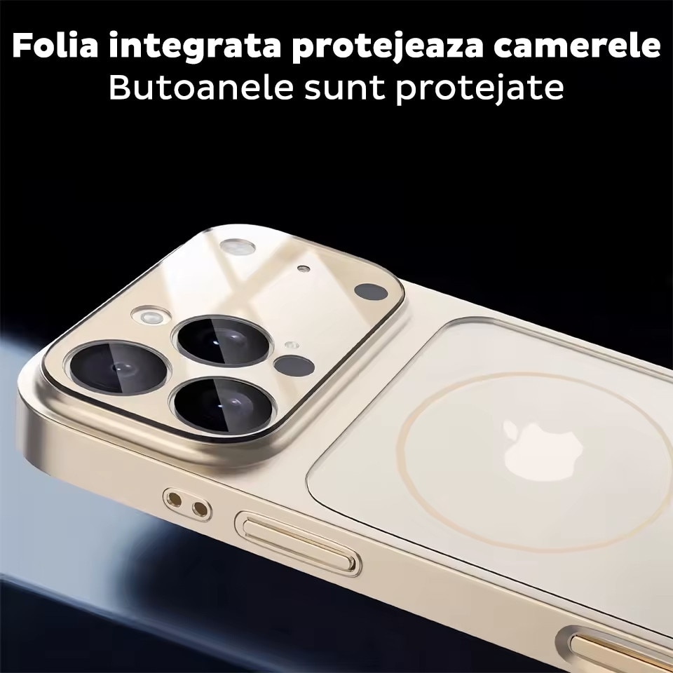 Husa pentru Apple iPhone 15 Pro Max Daden® MagLens, Slim, Incarcare wireless, Magsafe, Protectie camera inclusa, Portocaliu