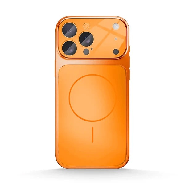 Husa pentru Apple iPhone 15 Pro Max Daden® MagLens, Slim, Incarcare wireless, Magsafe, Protectie camera inclusa, Portocaliu