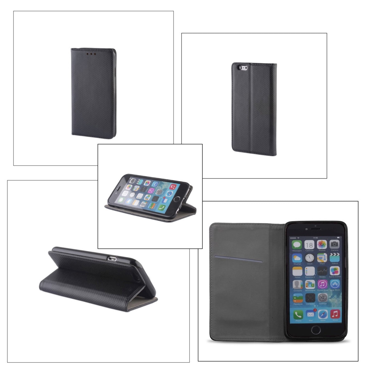 Husa tip carte, compatibila cu Samsung Galaxy A15 5G si A15 4G, premium flip book cu inchidere magnetica si functie stand, buzunar card, neagra Negru Flip cover