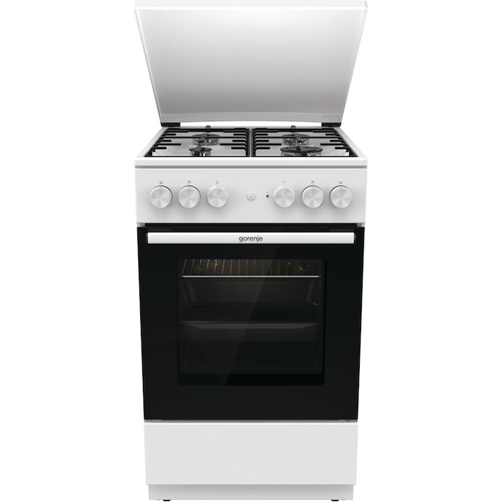 Aragaz GORENJE GK5A22WH, 4 arzatoare, Mixt, Gaz si Electric, L 50 cm, Grill, Alb