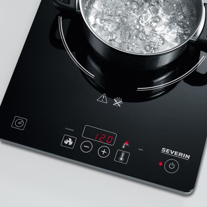Plita electrica cu inductie Severin, S1071, ideal pentru camping/rulota/bucatarie mica, portabila, 1 arzator, sticla ceramica, 10 trepte de temperatura, detectare vas, senzor touch, temperatura reglabila 60-240°C, timer, negru
