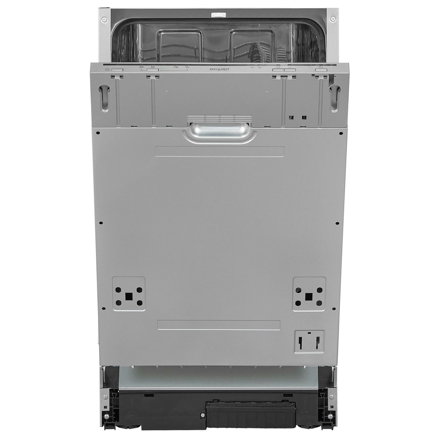 Masina de spalat incorporabila Exquisit, 9 seturi, latime 45 cm, pornire intarziata pana la 9 h, 5 programe, functie ECO, extra-uscare, panou de control mecanic, indicator pentru detergent, inox