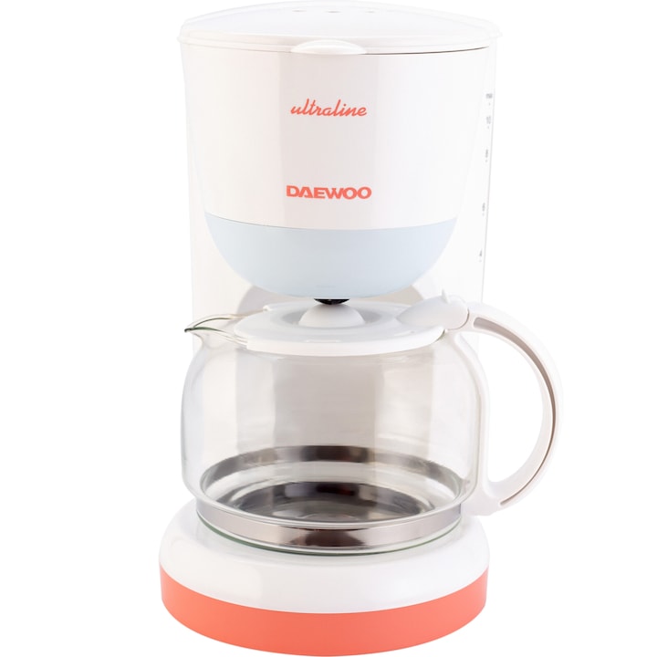 Cafetiera, 900 W, 1.25 litri, capacitate 15 cesti, filtru permanent extractabil, functie mentinere la cald, indicator nivel apa, alba