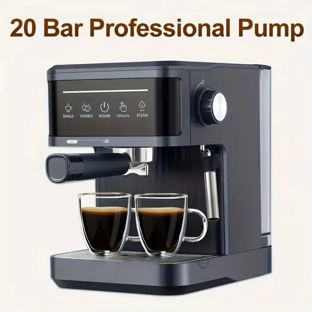Espressor manual, 800W, 20 bar, Functie Mentinere la Cald, Filtru Lavabil, Placa de Incalzire, aburi, Negru