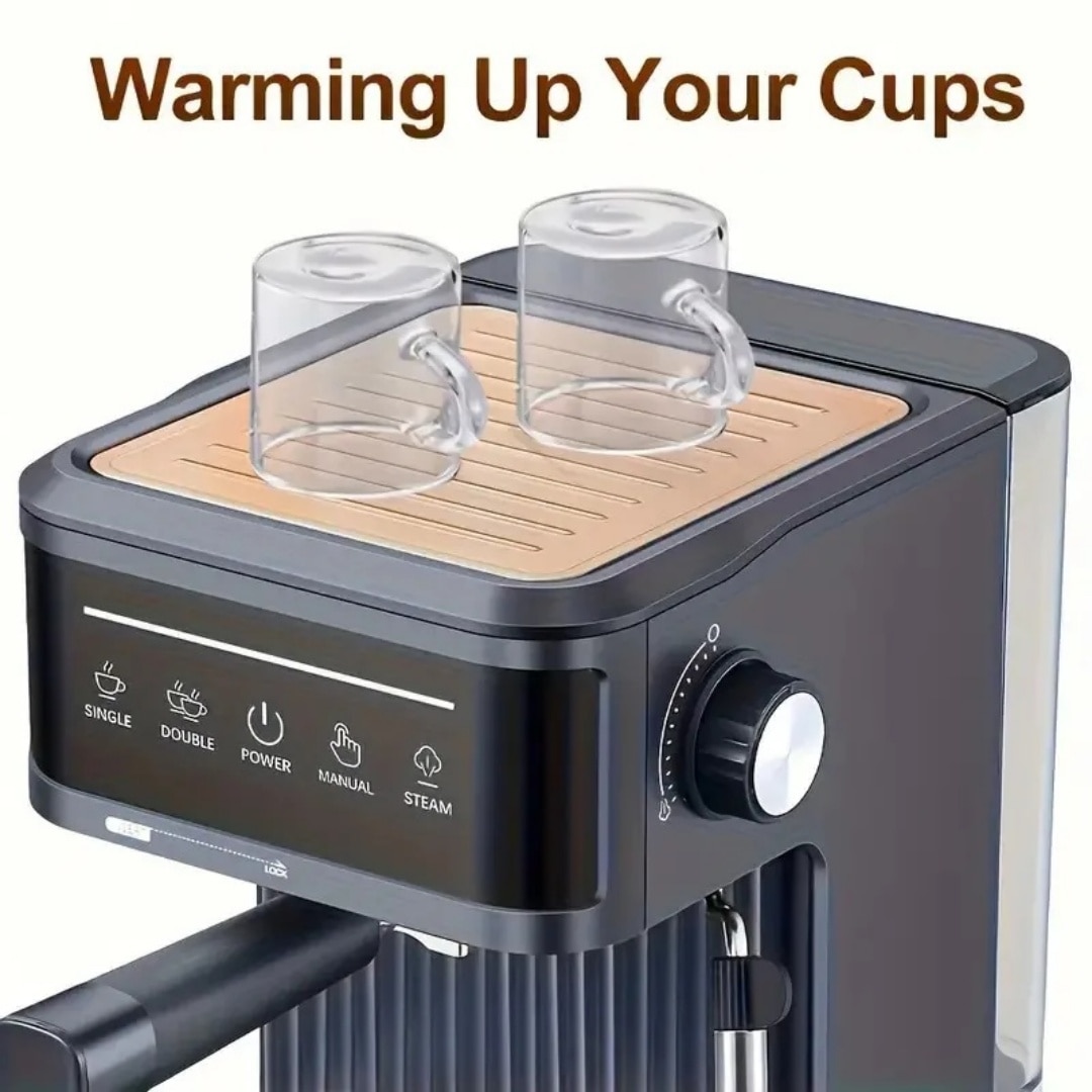 Espressor manual, 800W, 20 bar, Functie Mentinere la Cald, Filtru Lavabil, Placa de Incalzire, aburi, Negru