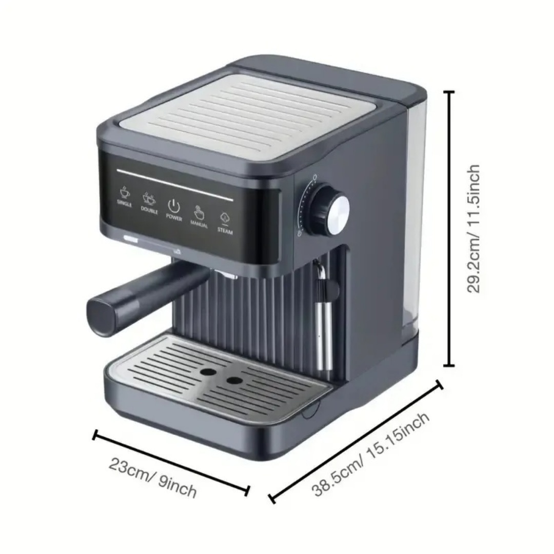 Espressor manual, 800W, 20 bar, Functie Mentinere la Cald, Filtru Lavabil, Placa de Incalzire, aburi, Negru