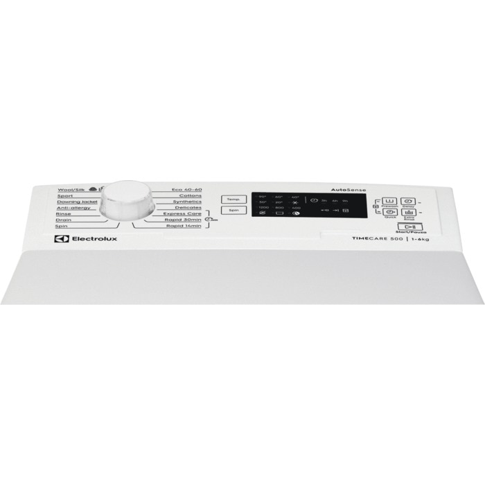 Masina de spalat rufe cu incarcare verticala Electrolux EW2TN5261FE, 6 kg, 1200 rpm, Clasa D, Tehnologie AutoSense, Display LED. Alb