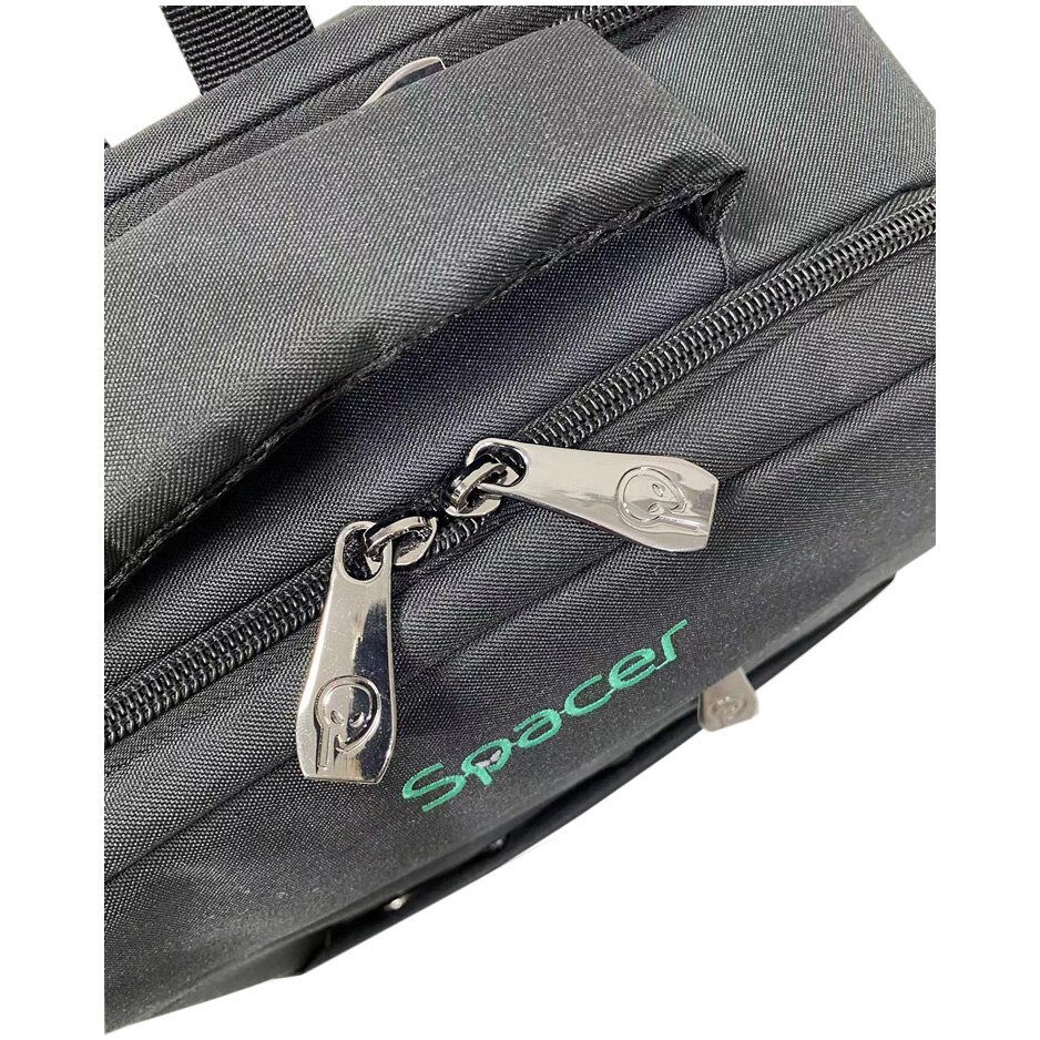 Rucsac New York pentru notebook, Spacer, 17", compartiment laptop si compartiment calatorie, buzunar frontal, compartiment travel, troler strap,, waterproof, poliester, negru