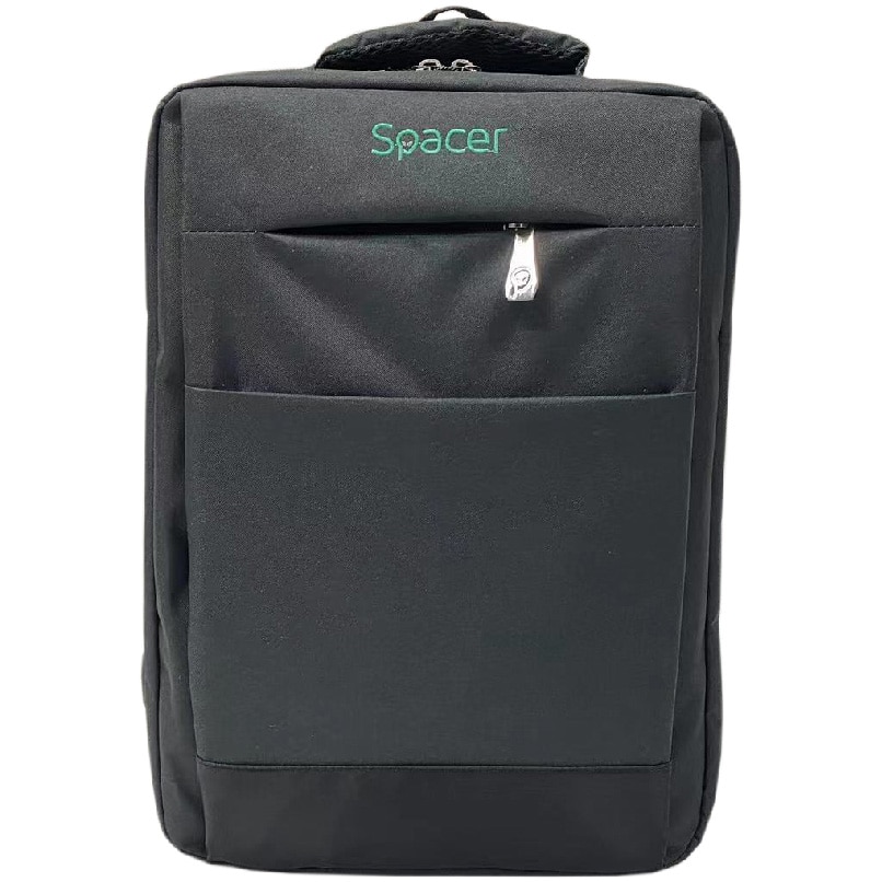 Rucsac New York pentru notebook, Spacer, 17", compartiment laptop si compartiment calatorie, buzunar frontal, compartiment travel, troler strap,, waterproof, poliester, negru