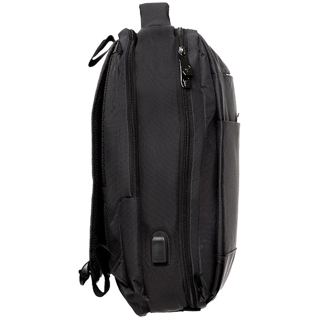 Rucsac New York pentru notebook, Spacer, 17", compartiment laptop si compartiment calatorie, buzunar frontal, compartiment travel, troler strap,, waterproof, poliester, negru