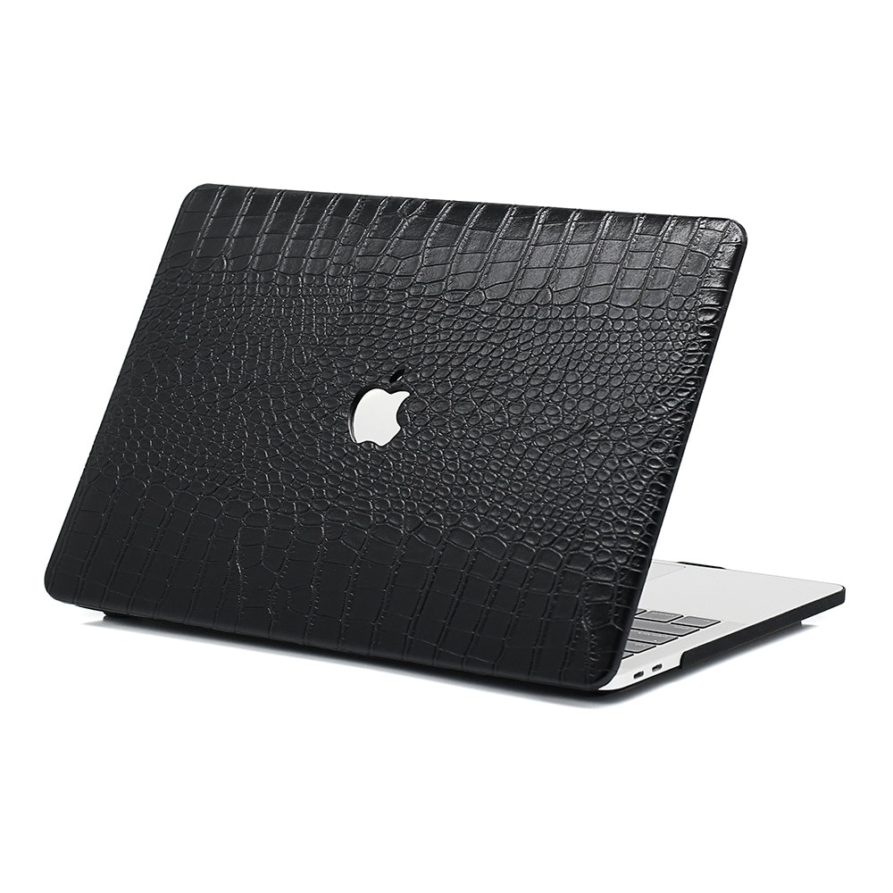 Carcasa premium din piele ecologica textura crocodil pentru MacBook Pro 14 (2021/2022/2023/2024/2025) (M5/M4/M3/M2/M1 Pro Max) (A3434/A3112/A3185/A3401/A2918/A2992/A2779/A2442), Husa eleganta slim, protectie laptop, stil business, Negru