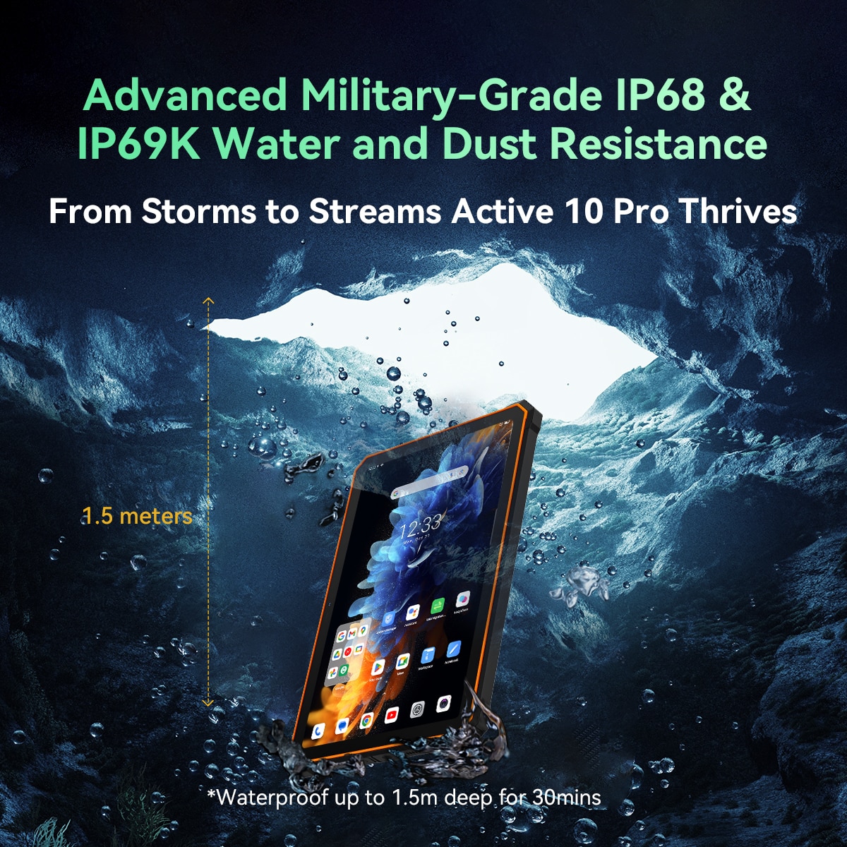 Tableta Blackview Active 10 Pro, 10.98 inch, Android 14, WiFi6, 2.4GHz, 5GHz, FHD+IPS, 90HZ, 36GB Ram(12GB + 24GB extensibili), 1920x1200, 256GB ROM, 30000mAh, NFC/RGB/DRM L1 Netflix HD, Portocaliu