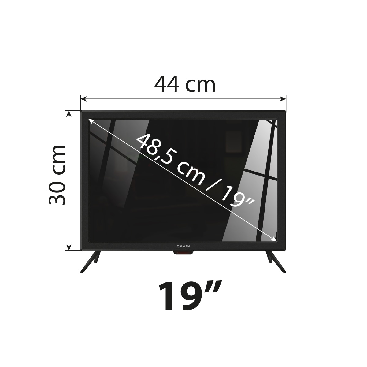 Televizor Calman, LED, Full HD, 12V / 220V, 19 inchi, Negru