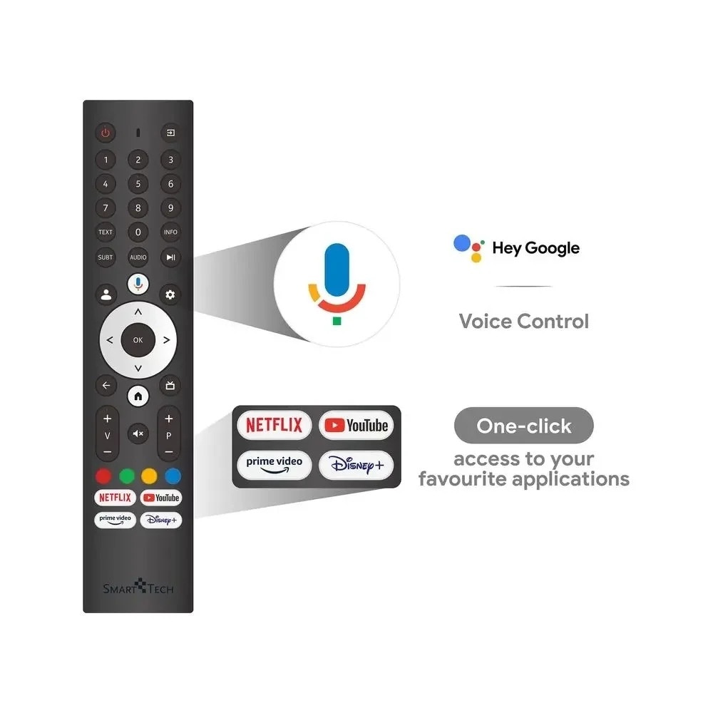 Televizor SmartTech QLED 43QG02V, 108 cm, Smart Google, 4K Ultra HD, Clasa F