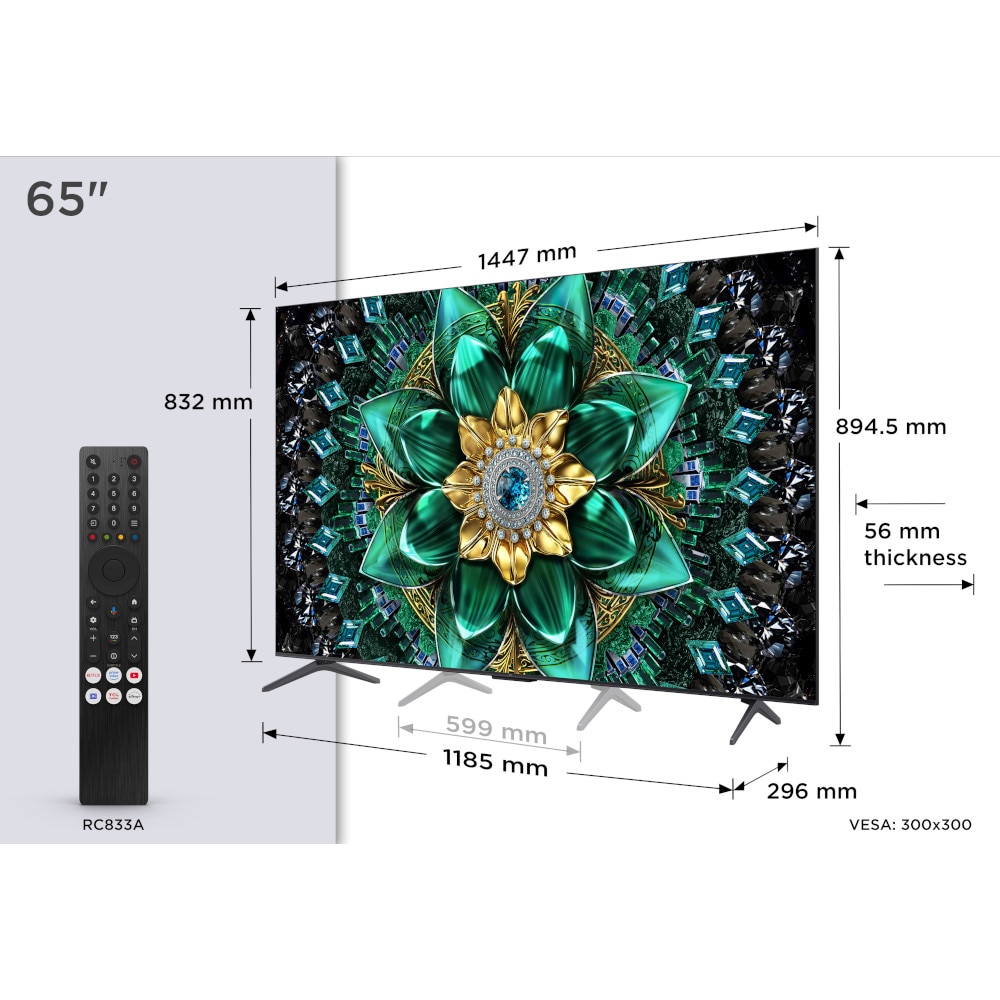 Televizor Mini LED TCL 165 cm 65" 65Q6C, Ultra HD 4K, Smart TV, WiFi, CI+