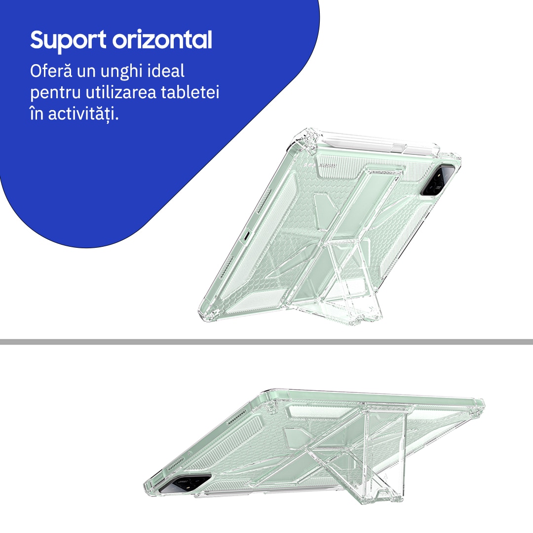 Husa de protecție telefonultau pentru Xiaomi Pad 8/ Xiaomi Pad 8 Pro, silicon transparent antishock cu colțuri întărite, suport integrat