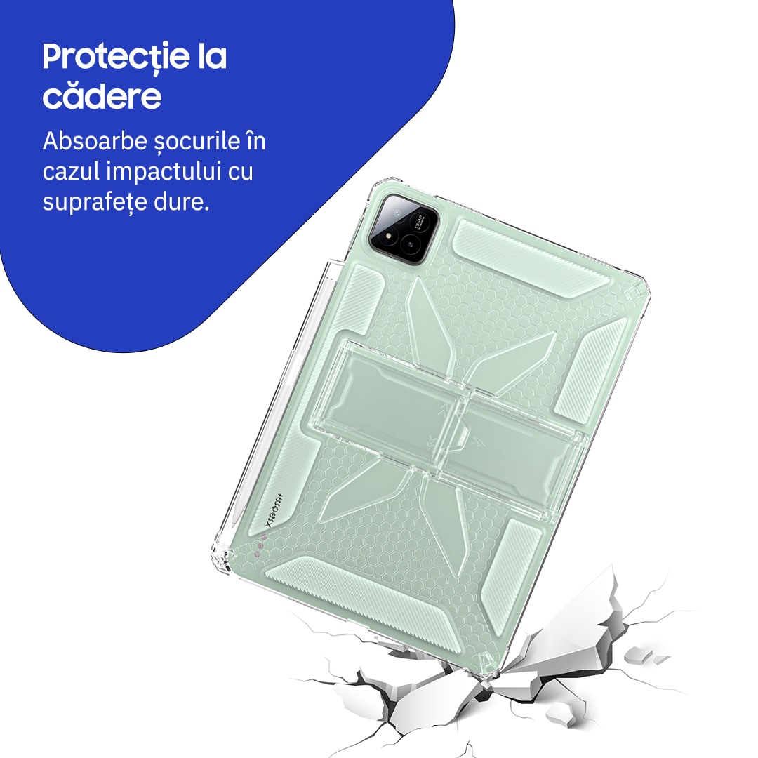 Husa de protecție telefonultau pentru Xiaomi Pad 8/ Xiaomi Pad 8 Pro, silicon transparent antishock cu colțuri întărite, suport integrat