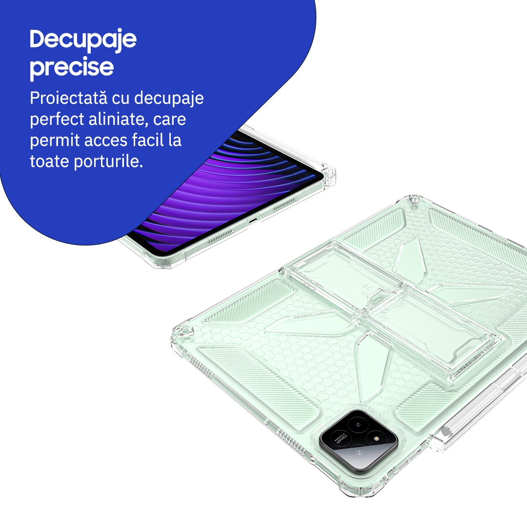 Husa de protecție telefonultau pentru Xiaomi Pad 8/ Xiaomi Pad 8 Pro, silicon transparent antishock cu colțuri întărite, suport integrat