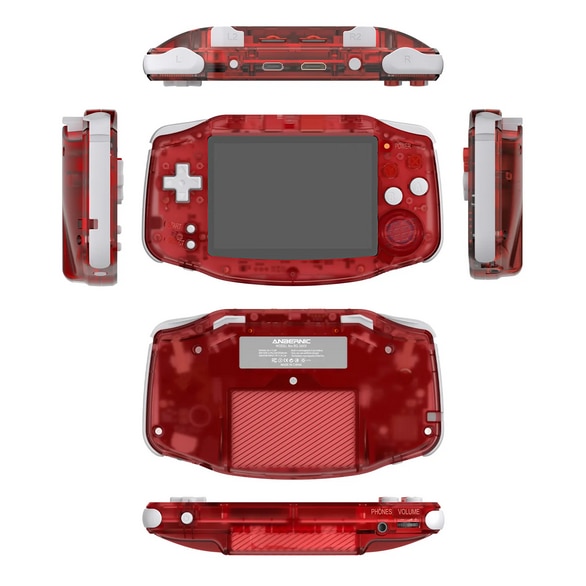 Consola portabila Anbernic RG34XX, emulatoare, 64GB, 3.4 inch LCD, 6000 jocuri, Rosu Transparent