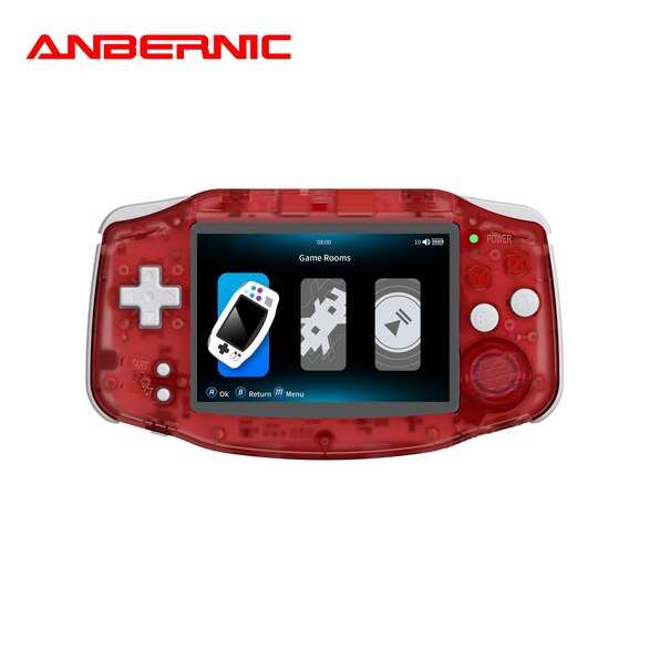 Consola portabila Anbernic RG34XX, emulatoare, 64GB, 3.4 inch LCD, 6000 jocuri, Rosu Transparent