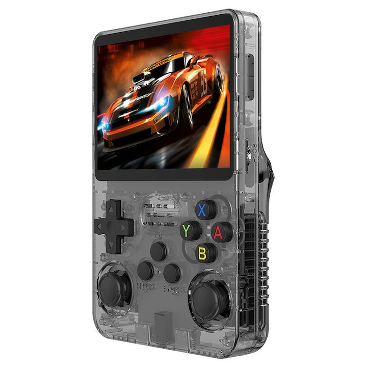 Consola de jocuri portabila R36S, ecran IPS 3.5 inch, 640×480, 64GB, peste 15.000 jocuri retro incluse, Negru