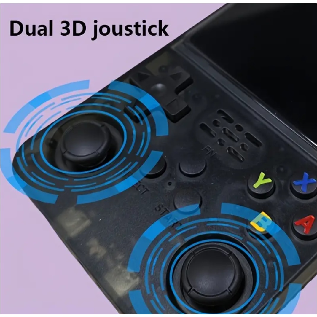 Consola de jocuri portabila R36S, ecran IPS 3.5 inch, 640×480, 64GB, peste 15.000 jocuri retro incluse, Negru
