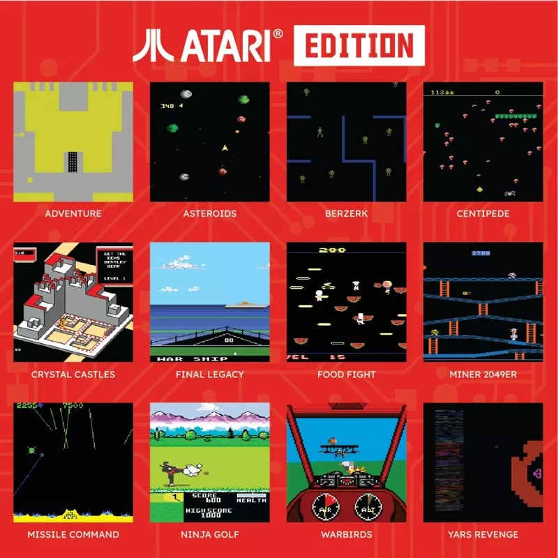Consola, Hyper Mega Tech, Retro Gaming, 2.8" IPS, Atari Edition, Rosu