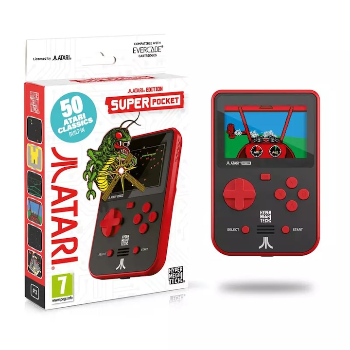 Consola, Hyper Mega Tech, Retro Gaming, 2.8" IPS, Atari Edition, Rosu